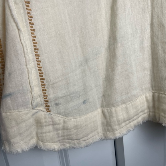 Johnny Was | Embroidered Gauzy Ivory Blouse Tunic Western Bohemian Relaxed Fit - Picture 4 of 10